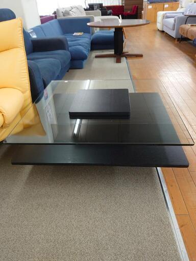 【リビングテーブル】リビングテーブル　Armonia　Karen　スクウェア　ガラス天板:ブラック