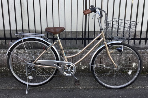 ＜特選・美品車＞あさひ・シティサイクル26インチ・ゴールド系 ・ シマノ外装6段変速・洗車済・不要自転車無料引取りあり