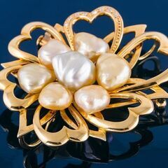 K18 バロックパール・ダイヤモンド ブローチ 品番b21-57 K18 バロックパール・ダイヤモンド ブローチ 品番b21-57