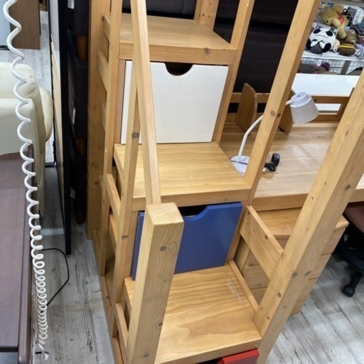 ロフトベッド 木製  学習机 収納棚 椅子付き