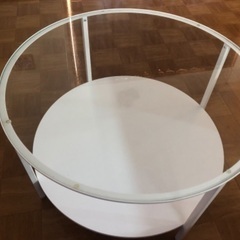 【美品』IKEA 黒　ガラス天板円テーブル