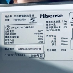 ✨2019年製✨1586番 Hisense✨全自動電気洗濯機✨HW-DG75A‼️