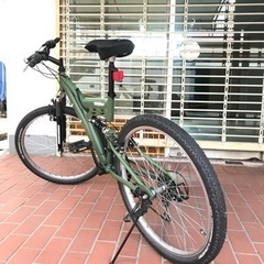 (値下げ)綺麗　マットグリーン　ダブルサスペンション　マウンテンバイク　26インチ　18段