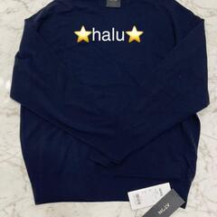 今季ATON✨新品タグ付✨MAT WOOL 　クルーネックセーター　紺　06 L