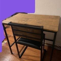 【ネット決済・配送可】テーブルと椅子セット　机　アイアン
