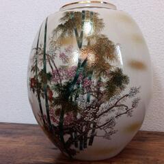 【ネット決済・配送可】九谷焼 花瓶　陶寿　竹　梅　きれいです。