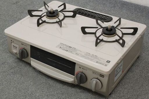 中古美品 リンナイ 2口ガステーブル 魚焼きグリル 都市ガス 左強火 幅56 KG34NBEL 2019年製 Rinnai ガス台 家電 店頭引取歓迎 R5143)