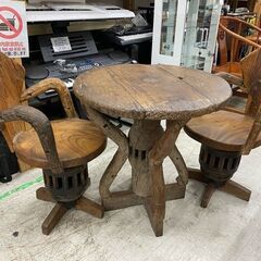 愛品館 江戸川店】 アジアン家具 テーブル＆チェア3点セット ID:150 