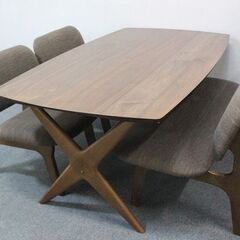 ニトリ リビングダイニングテーブル4点セット(LDリラックスワイド160MBR/2P･1Pチェア） NITORI  中古家具 店頭引取歓迎 R5148)