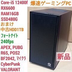 新品 爆速ゲーミングPC Core-i5 RX6600 SSD4...