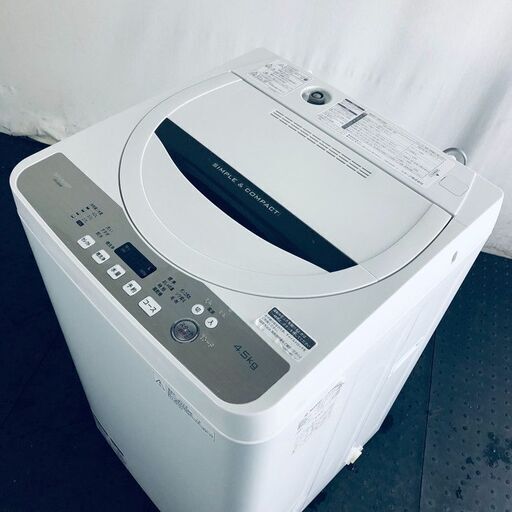 シャープ SHARP 洗濯機 一人暮らし 中古 2018年製 全自動洗濯機 4.5kg シルバー 送風 乾燥機能付き ES-GE4B-C  【リユース品：状態B】【送料無料】【設置費用無料】 (No.sg212091)