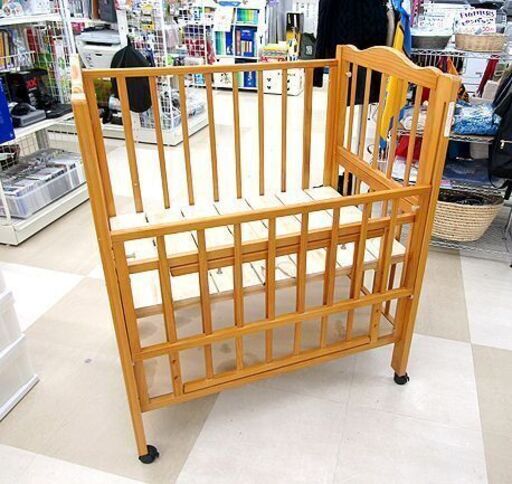 ベビー用品 札幌市/清田区　大和屋 ベビーベッド ブラウン ベビー用品 ハイタイプ 赤ちゃん 子供用品