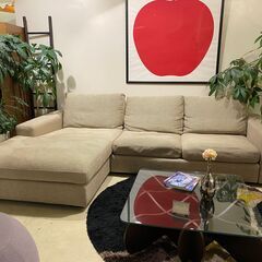 宇都宮でオシャレな家具を探すなら『オトワリバース！』カウチソファ EUCAS MIRANDA 3.0P 3人掛け ベージュ系 中古品