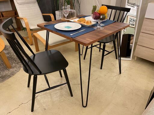 宇都宮でオシャレな家具を探すなら『オトワリバース！』ダイニングテーブル テーブル 正方形 ブラウン×ブラック 中古品