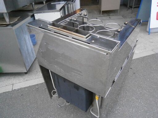 ★中古品 三栄 自動ゆで麺機 都市ガス 100V 50/60Hz 70W 2003年 NSU6-60H 横600×奥750×高1050（フード込高1270）★ ☆中古品 三栄コーポレーション 自動ゆで麺機 NSU6-60H 2003年製 都市