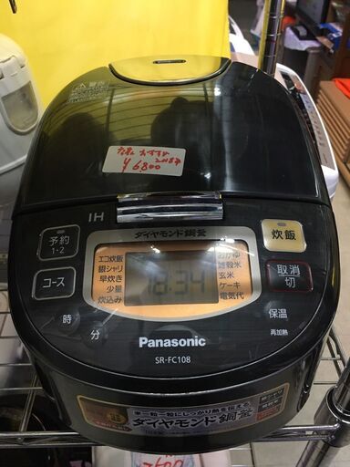 ☆中古 激安！！￥6,800！！Panasonic　パナソニック　5合IHジャー炊飯器　家電　2018年製　SR-FC-108型　【BA22】