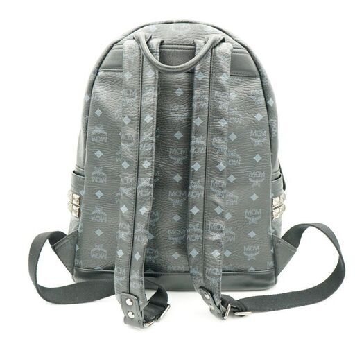 美品 MCM レザー ヴィセトス スタッズ バックパック リュック ブラック