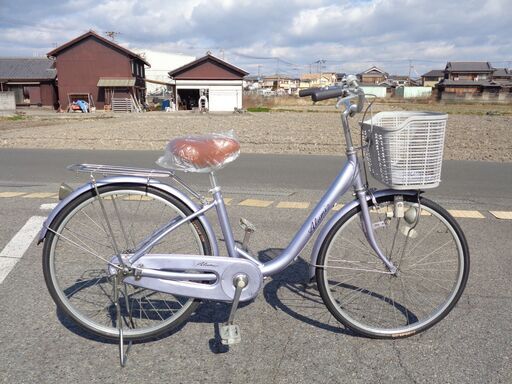 Alumi 24インチ 軽快車 シングル 前カゴ付き メタリック(123)