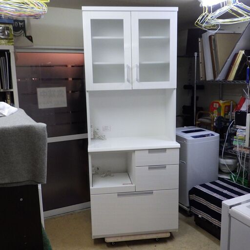 美品　食器棚　キッチンボード(ダリア 80KB WH)　DAHLIA　白/ホワイト　カップボード　札幌市豊平区美園 リサイクルショップニコニコFACTORY
