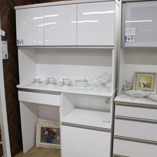 048)ニトリ リガーレ 食器棚 キッチンボード 幅120cm ホワイト