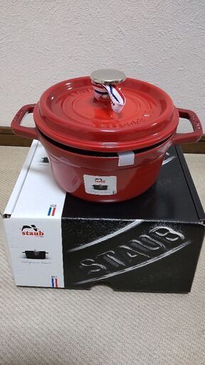ストウブ鍋赤 16cm 新品 ☆新品☆ストウブ 両手鍋 ワナベ Sサイズ