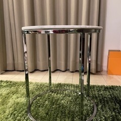 IDC Otsuka:天然石サイドテーブル(ホワイト)