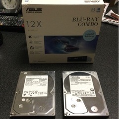 ハードディスク2個　1TB  2TB BDドライブ　セット