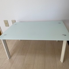 【無料】ガラステーブル　ローテーブル　白ホワイトおしゃれ　IKE...