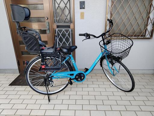 自転車２６インチ　子供乗せ付き　　ライトブルー