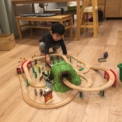 木のおもちゃ　電車　山　大量