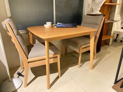 宇都宮でオシャレな家具を探すなら『オトワリバース！』ダイニングテーブルセット テーブル チェア 3点セット ナチュラル 中古品