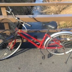 値下げ(chariyoshy 出品)26インチ　自転車　赤