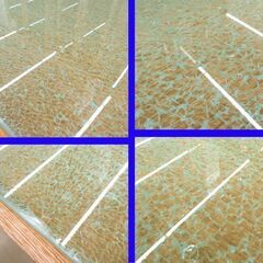 札幌市近郊配送/引取限定 セミ/オーダーメイド品 ダイニングテーブル 6～8人掛け リビング家具 生活家具 ガラス天板 格子目調 配送条件あり