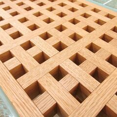 札幌市近郊配送/引取限定 セミ/オーダーメイド品 ダイニングテーブル 6～8人掛け リビング家具 生活家具 ガラス天板 格子目調 配送条件あり