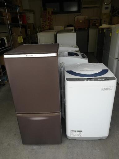 セット100⭐配送と設置は無料サービス⭐パナソニック冷蔵庫138L＋シャープ洗濯機5.5kg