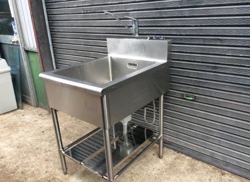 業務用 ステンレス製 1槽シンク 流し台 水栓金具付き 厨房 飲食店 ①