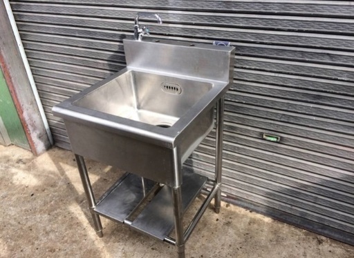 業務用 ステンレス製 1槽シンク 流し台 水栓金具付き 厨房 飲食店 ③