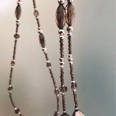 パールネックレス　スモーキークォーツ ロングネックレス　南洋黒パール　パワーストーン　デクラス