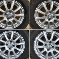 185/70r14in 4本 傷少ないアルミ付き 4H PCD100.0mm 8部山 ヴィッツ 