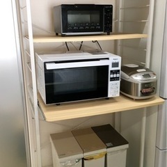 北欧風レンジ台 収納 電子レンジ ゴミ箱 ダストボックス 炊飯器...