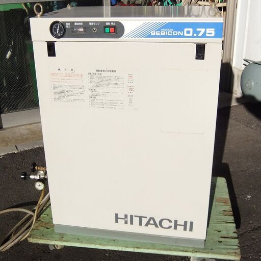 【極美品】HITACHI パッケージコンプレッサー 1馬力 三相 ベビコン 給油式 PB-0.75PC5 50Hz 日立 小型空気圧縮機 江戸川区