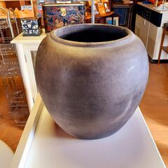 シンプルな黒い壺 つぼ 花瓶 フラワーベース /TJ-0156 南