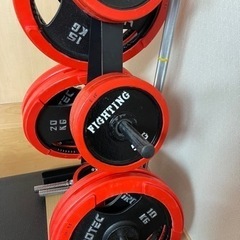 【取り引き決まりました】IROTEC (アイロテック) バーベル、ラバー付プレート、ファイティングロード ラバー付きプレート