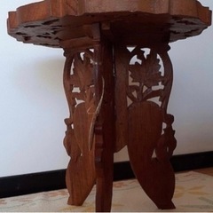 インド手彫り花台テーブル