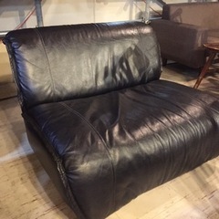 JF3537 インテリアセンター カンディハウス ヴィンテージソファ 本革 ブラック 旭川家具