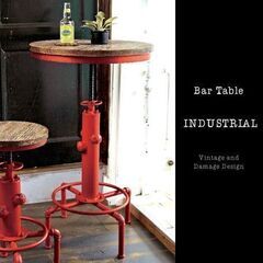 新品　INDUSTRIAL　バーテーブル　赤　残1台