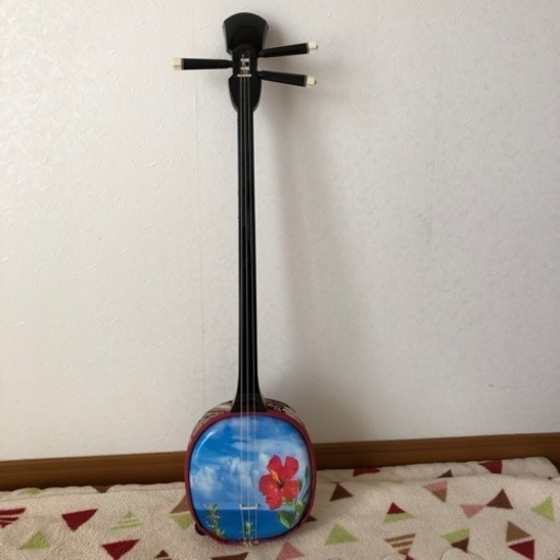 三線　青空　ハイビス