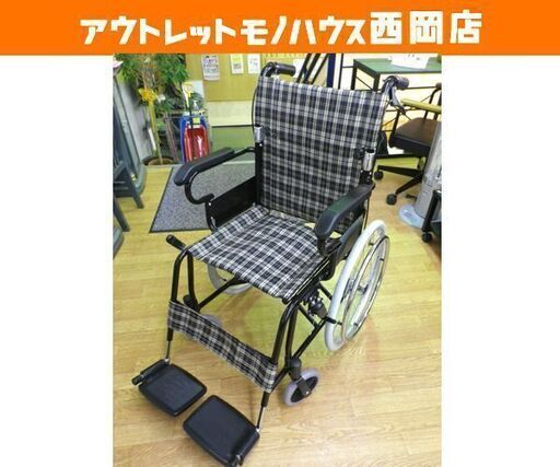 車イス 自走式 美品☆ チェック柄 自走・介助兼用 車いす  折り畳み  軽量 介護・介助用品 　西岡店