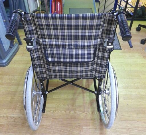 車イス 自走式 美品☆ チェック柄 自走・介助兼用 車いす 折り畳み ...