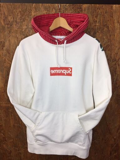 【006】シュプリーム/SUPREME × コムデギャルソンシャツ/COMME des GARCONS SHIRT 【14SS】【Box Logo Pullover Hoodie】ミラーボックスロゴスケータープルオーバーパーカー (M/レッド×ホワイト)【メンズ】